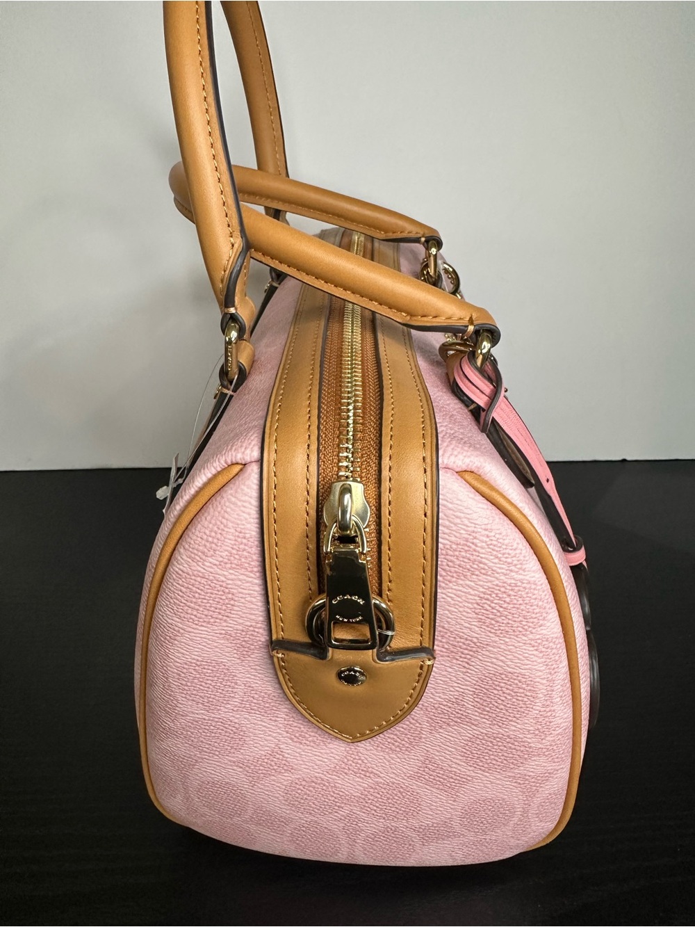 Coach Powder Pink Signature Canvas Medium Rowan Satchel with Charms - Picture 4 of 9